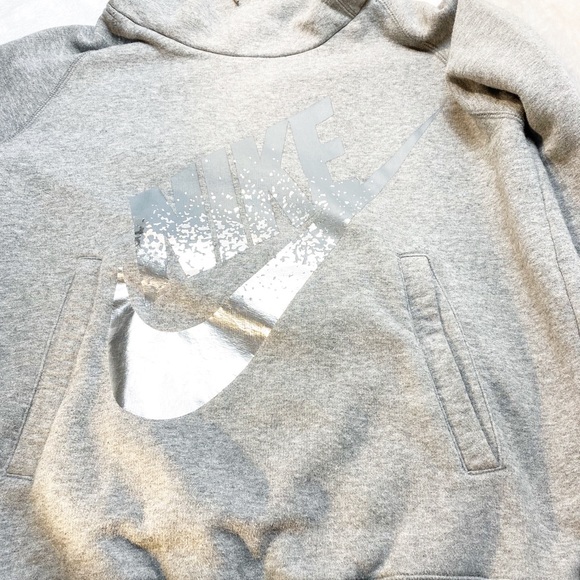 Nike Hoodie Sweatshirt With Silver Gray Spellout Medium - Picture 4 of 10